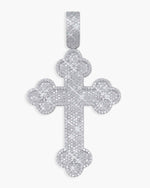 Moissanite Clover Cross Pendant 14K Gold - White Gold