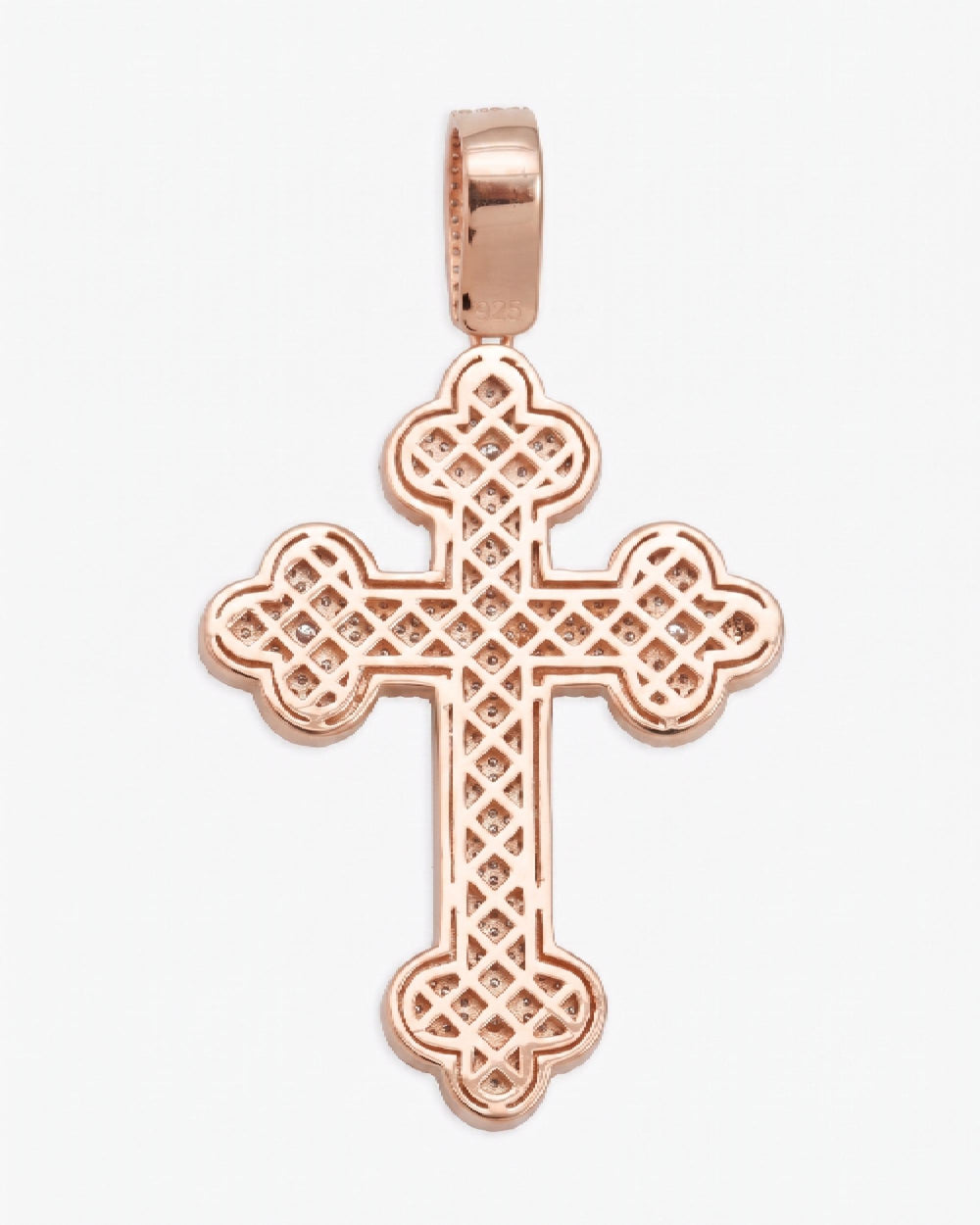 Moissanite Clover Cross Pendant 14K Gold - Rose Gold