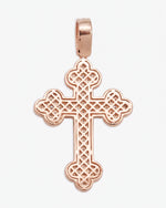 Moissanite Clover Cross Pendant 14K Gold - Rose Gold