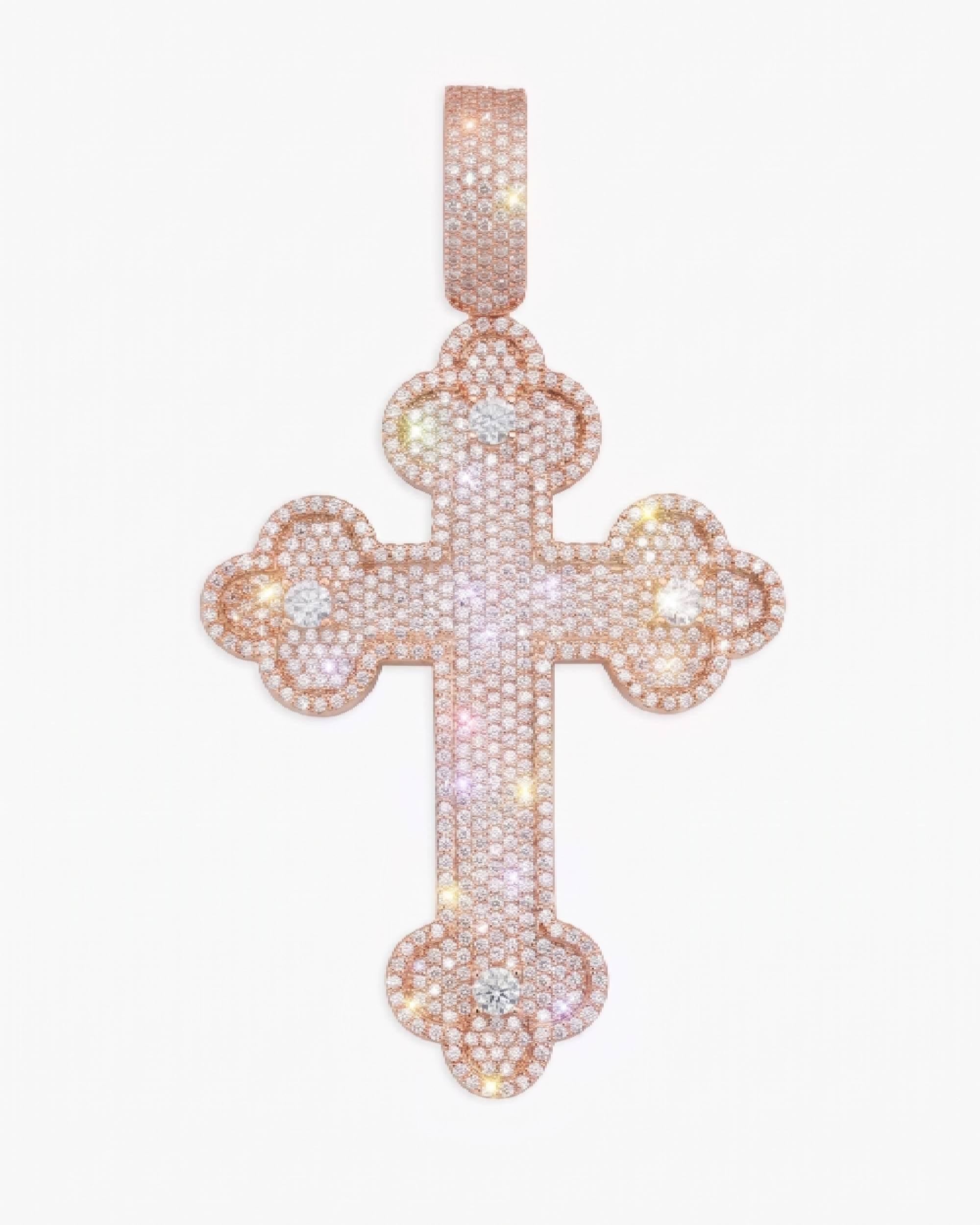 Moissanite Clover Cross Pendant 14K Gold