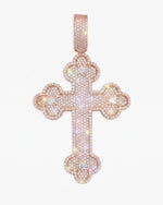 Moissanite Clover Cross Pendant 14K Gold - Rose Gold