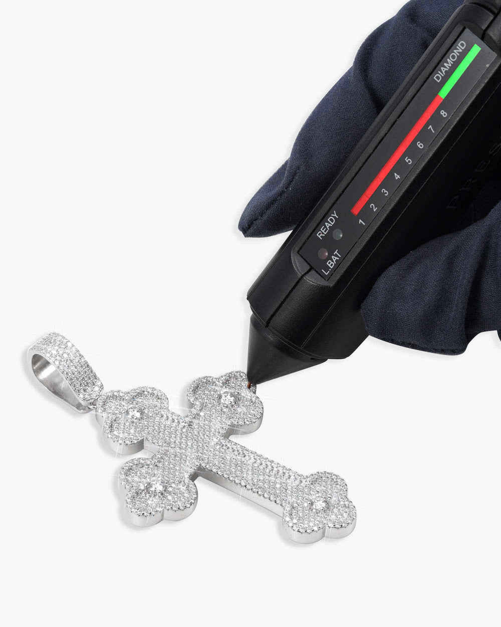 moissanite clover cross pendant 14k gold icecartel test