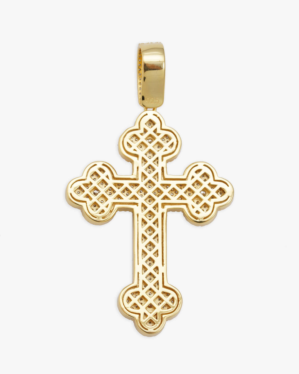 Moissanite Clover Cross Pendant 14K Gold - Yellow Gold