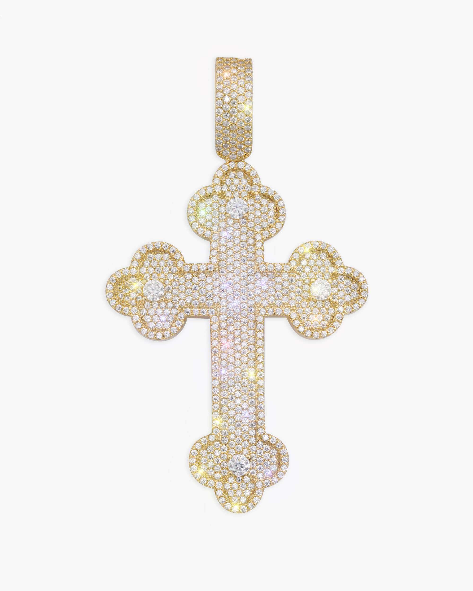 Moissanite Clover Cross Pendant 14K Gold