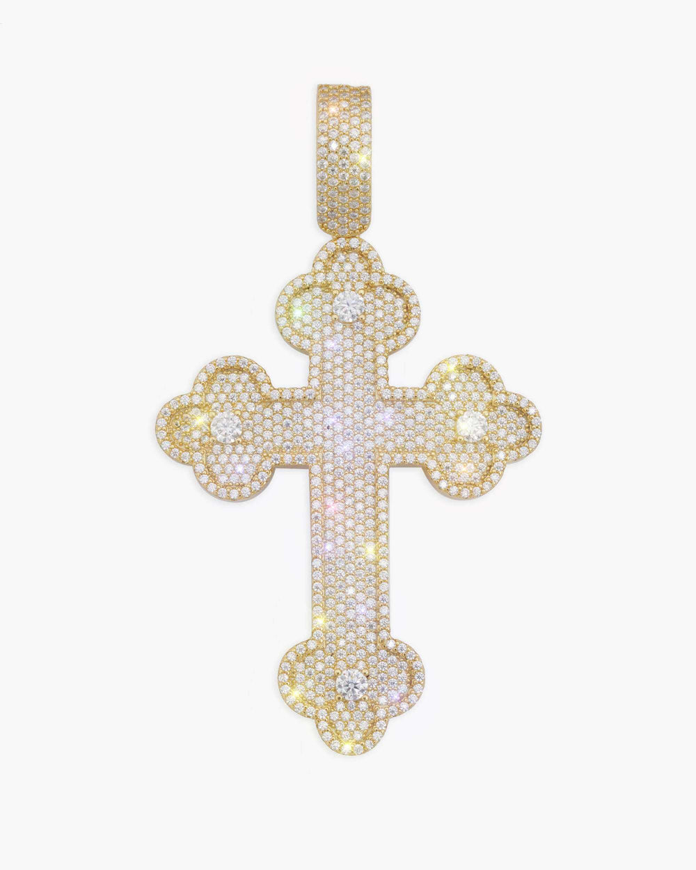 Moissanite Clover Cross Pendant 14K Gold - Yellow Gold