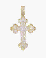Moissanite Clover Cross Pendant 14K Gold - Yellow Gold