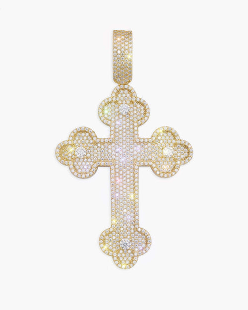 moissanite clover cross pendant 14k gold icecartel yellow main