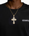 Moissanite Clover Cross Pendant 14K Gold - Yellow Gold