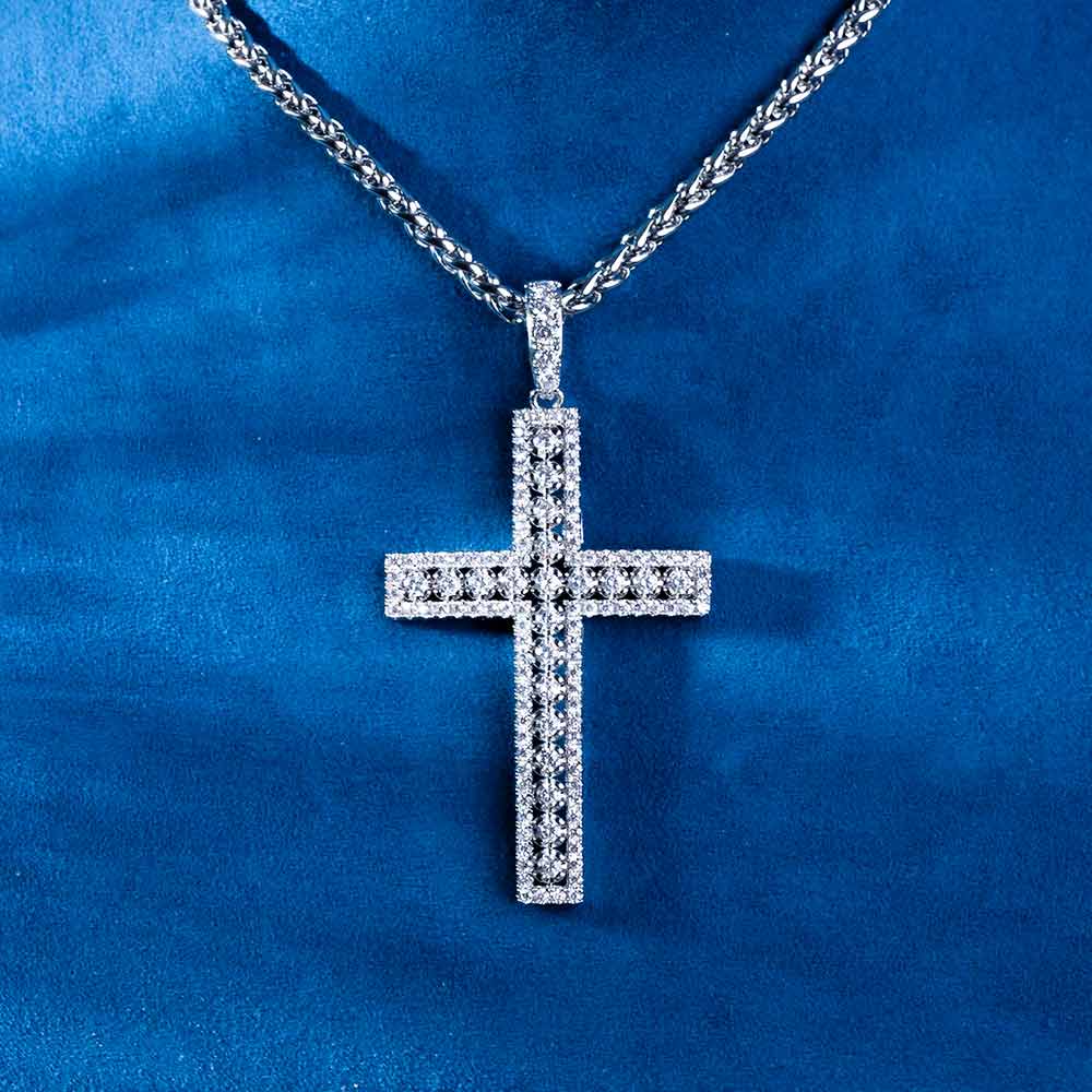 Moissanit-Cluster-Kreuz-Anhänger-Halskette
