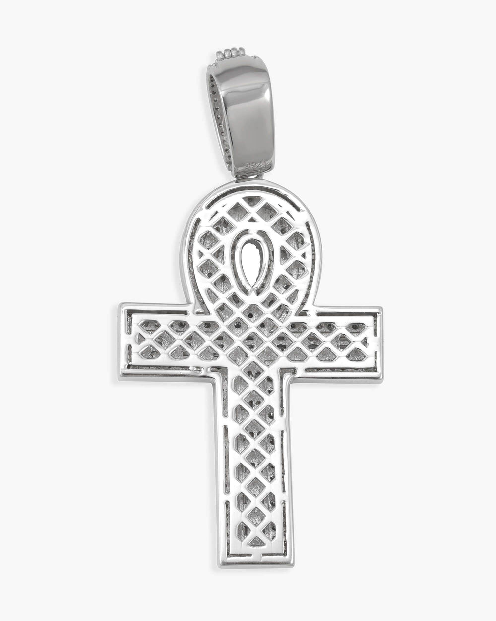 moissanite cross hoop pendant 14k icecartel back