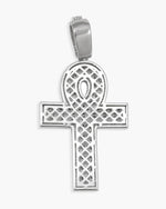 Moissanite Cross Hoop Pendant 14K - White Gold