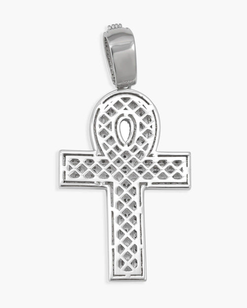 moissanite cross hoop pendant 14k icecartel back