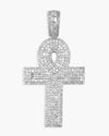 Moissanite Cross Hoop Pendant 14K - White Gold