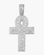 Moissanite Cross Hoop Pendant 14K - White Gold
