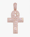 Moissanite Cross Hoop Pendant 14K - Rose Gold