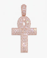 Moissanite Cross Hoop Pendant 14K - Rose Gold