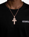 Moissanite Cross Hoop Pendant 14K - Rose Gold