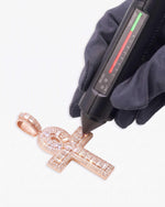 Moissanite Cross Hoop Pendant 14K - Rose Gold
