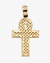 Moissanite Cross Hoop Pendant 14K - Yellow Gold