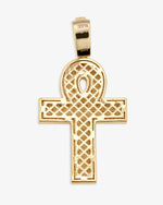Moissanite Cross Hoop Pendant 14K - Yellow Gold