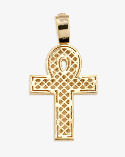 moissanite cross hoop pendant 14k icecartel yellow back