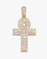Moissanite Cross Hoop Pendant 14K - Yellow Gold