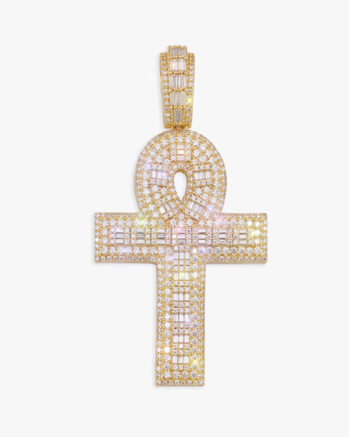 moissanite cross hoop pendant 14k icecartel yellow main