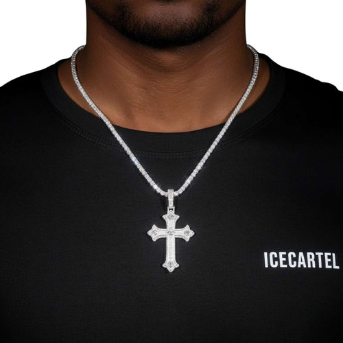 moissanite cross pendant 925 silver iced out diamond front icecartel