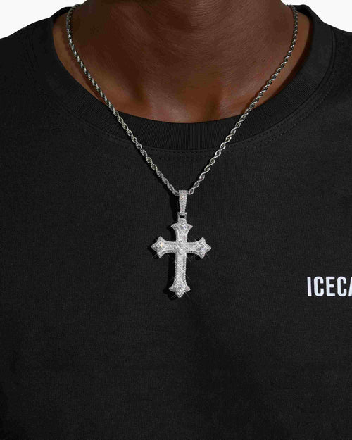 Moissanite Cross Pendant 14K Gold