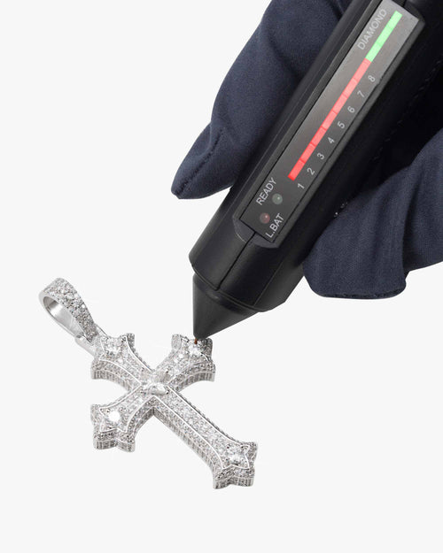 Moissanite Cross Pendant 14K Gold