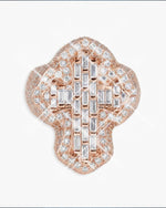 Moissanite Fleur Cross Ring 14K Gold - Rose Gold