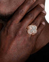 Moissanite Fleur Cross Ring 14K Gold - Rose Gold
