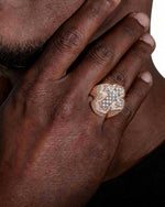 Moissanite Fleur Cross Ring 14K Gold - Rose Gold