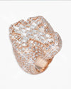 Moissanite Fleur Cross Ring 14K Gold - Rose Gold
