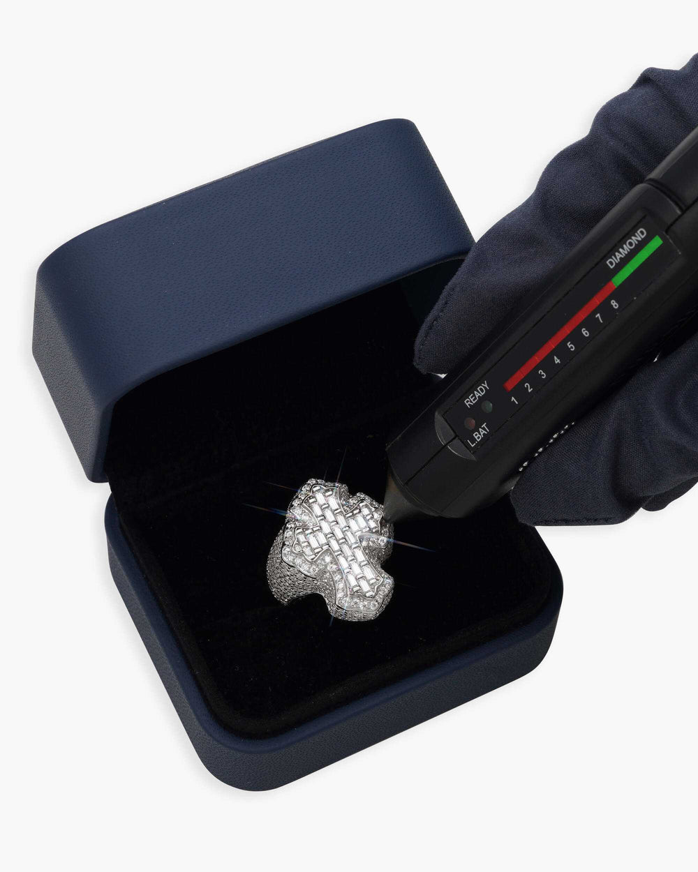 Moissanite Fleur Cross Ring 14K Gold - White Gold