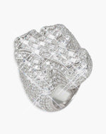 Moissanite Fleur Cross Ring 14K Gold - White Gold