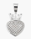Moissanite Crowned Heart Pendant 14K Gold - White Gold