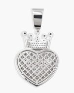 Moissanite Crowned Heart Pendant 14K Gold - White Gold