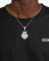 Moissanite Crowned Heart Pendant 14K Gold - White Gold