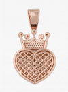 Moissanite Crowned Heart Pendant 14K Gold - Rose Gold