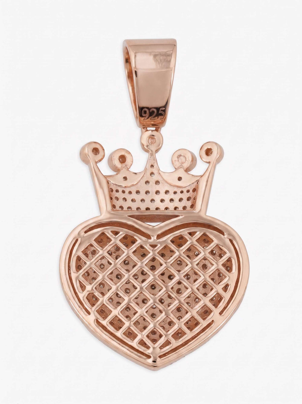 Moissanite Crowned Heart Pendant 14K Gold - Rose Gold