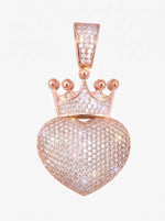Moissanite Crowned Heart Pendant 14K Gold - Rose Gold