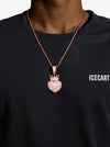 Moissanite Crowned Heart Pendant 14K Gold - Rose Gold