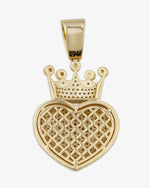 Moissanite Crowned Heart Pendant 14K Gold - Yellow Gold