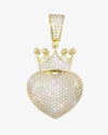 Moissanite Crowned Heart Pendant 14K Gold - Yellow Gold