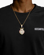Moissanite Crowned Heart Pendant 14K Gold - Yellow Gold