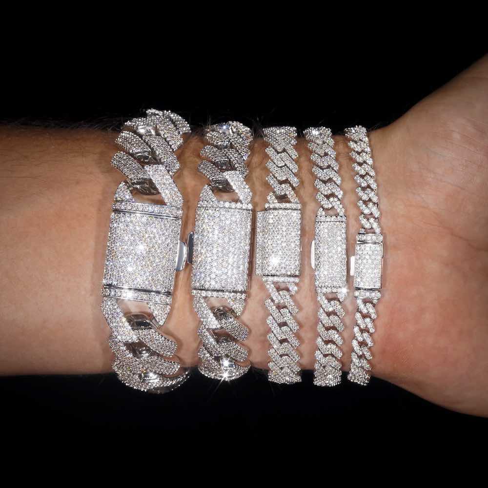 Moissanite Cuban Link Bracelet All Sizes hand backside