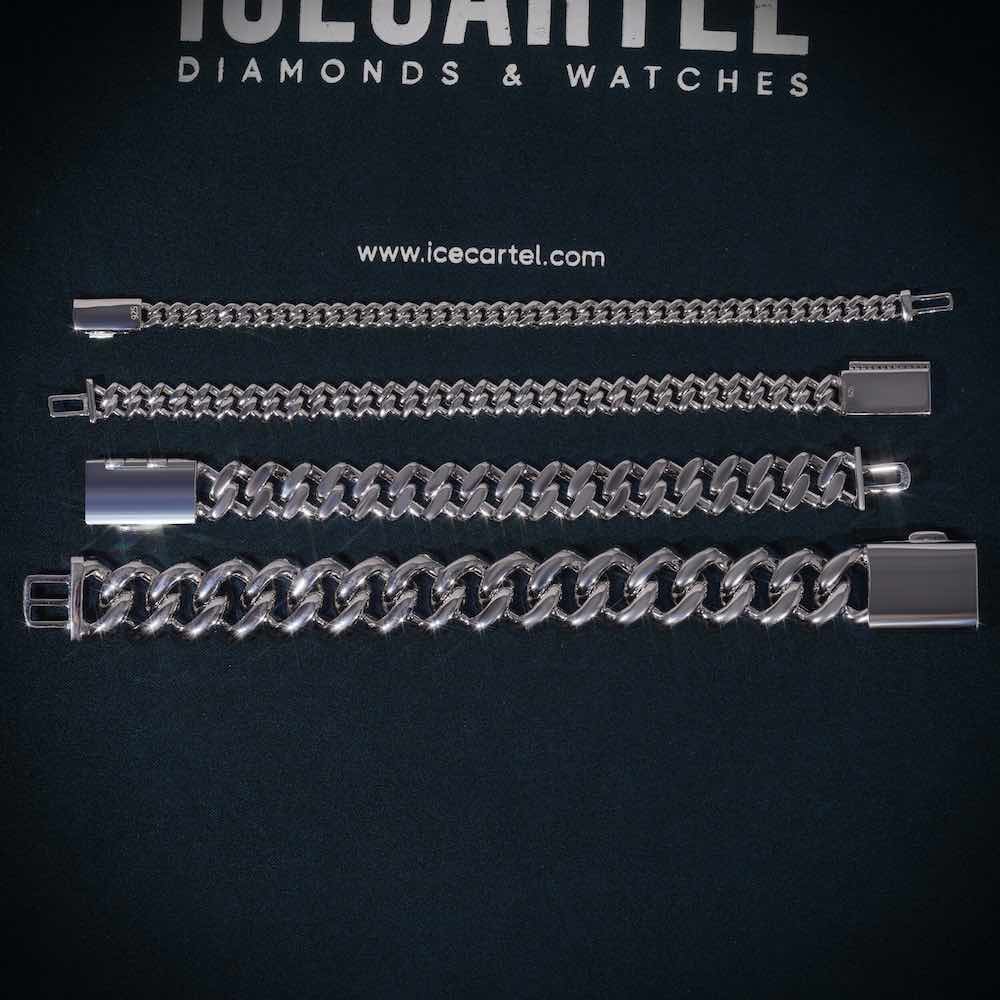 Moissanite Cuban Link Bracelet All Sizes bakcside laid out