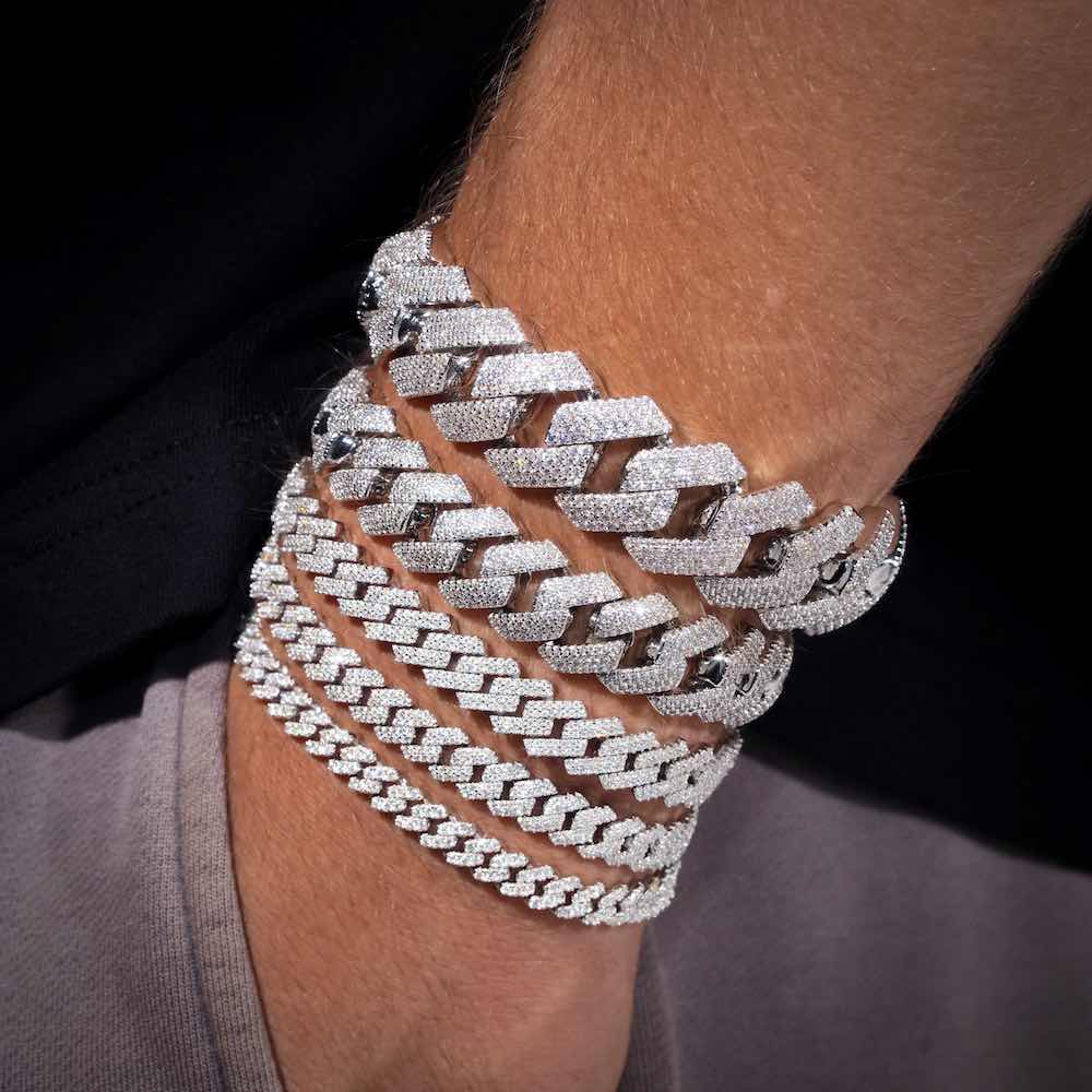 Moissanite Cuban Link Bracelet All Sizes hand in pocket