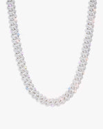10MM Moissanite Cuban Link Chain/Bracelet Bundle 14K Gold - White Gold